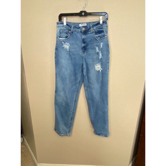 Wax Jean Collection Womens Distressed High Rise Mom Jeans Size 13/31 Light Wash - Picture 1 of 7